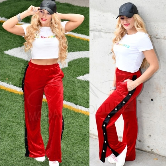 RED VELVET TRACK PANTS - Picture 5 of 5